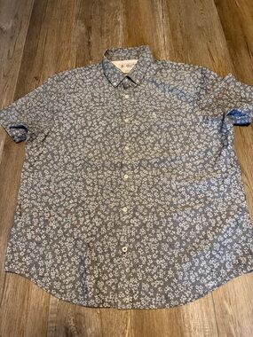 Men's Penguin Short-Sleeve Floral Button-Down Shirt - Blue